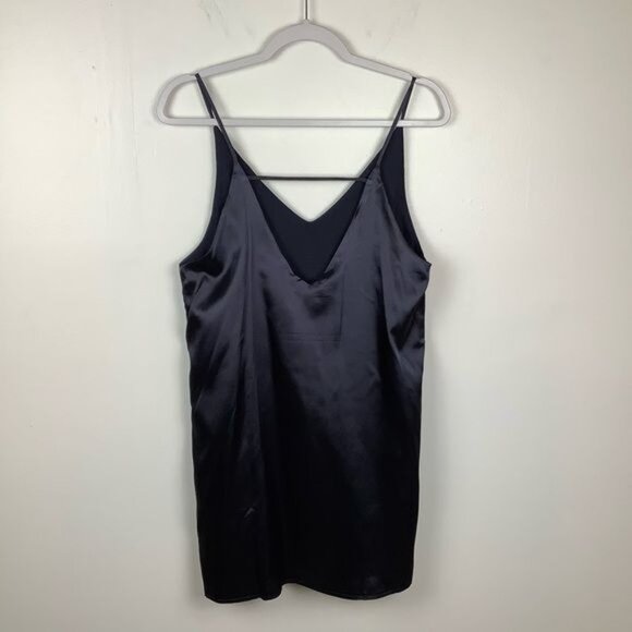 Love J Navy Blue Satin V-Neck Slip Dress Women XL With Scarf NEW NWT - Picture 4 of 7